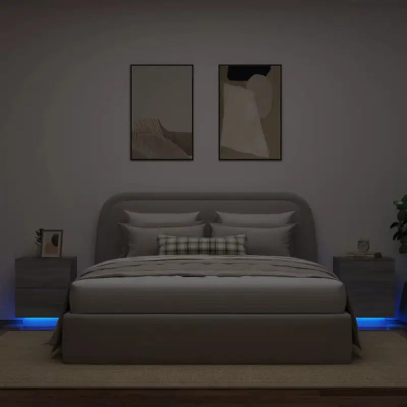 Nachtkastjes met rgb led-verlichting en duurzaam bewerkt hout - Grijs sonoma / 2 - Nachtkastjes