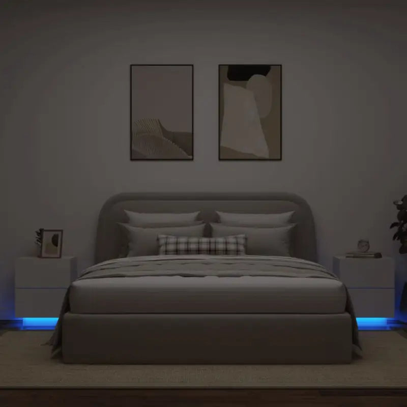 Nachtkastjes met rgb led-verlichting en duurzaam bewerkt hout - Wit / 2 - Nachtkastjes
