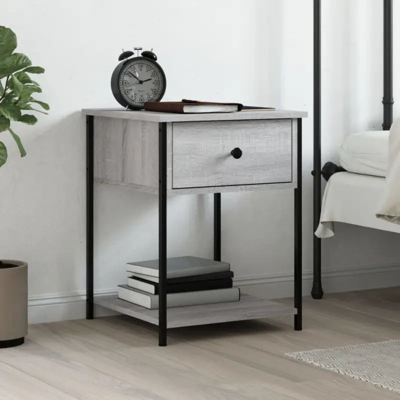Nachtkastjes met verstelbare poten en bewerkt hout voor elegant interieur - Grijs sonoma / 1 - Nachtkastjes