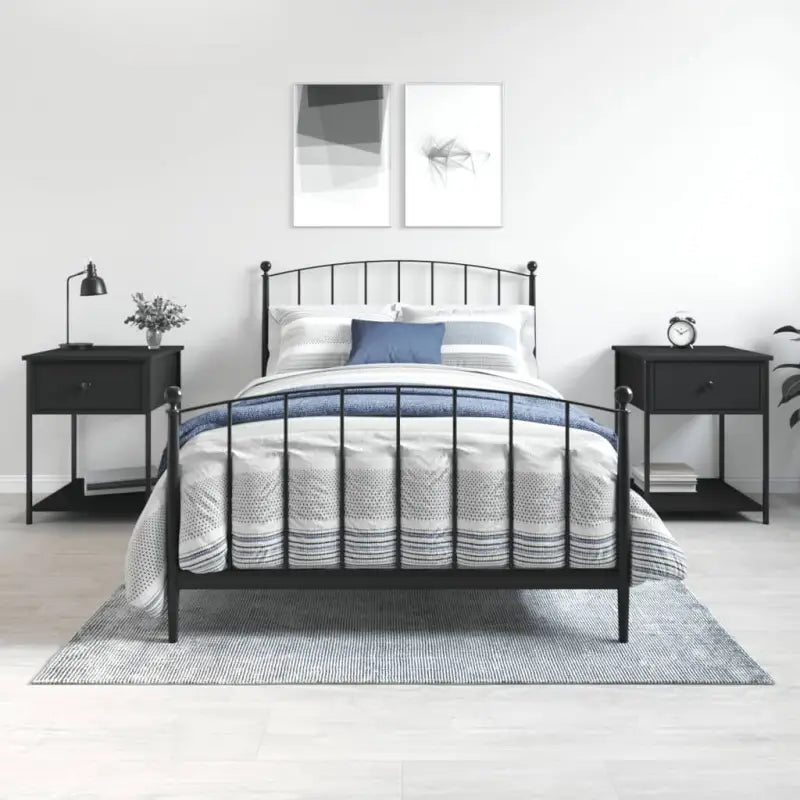 Nachtkastjes met verstelbare poten en bewerkt hout voor elegant interieur - Zwart / 2 - Nachtkastjes