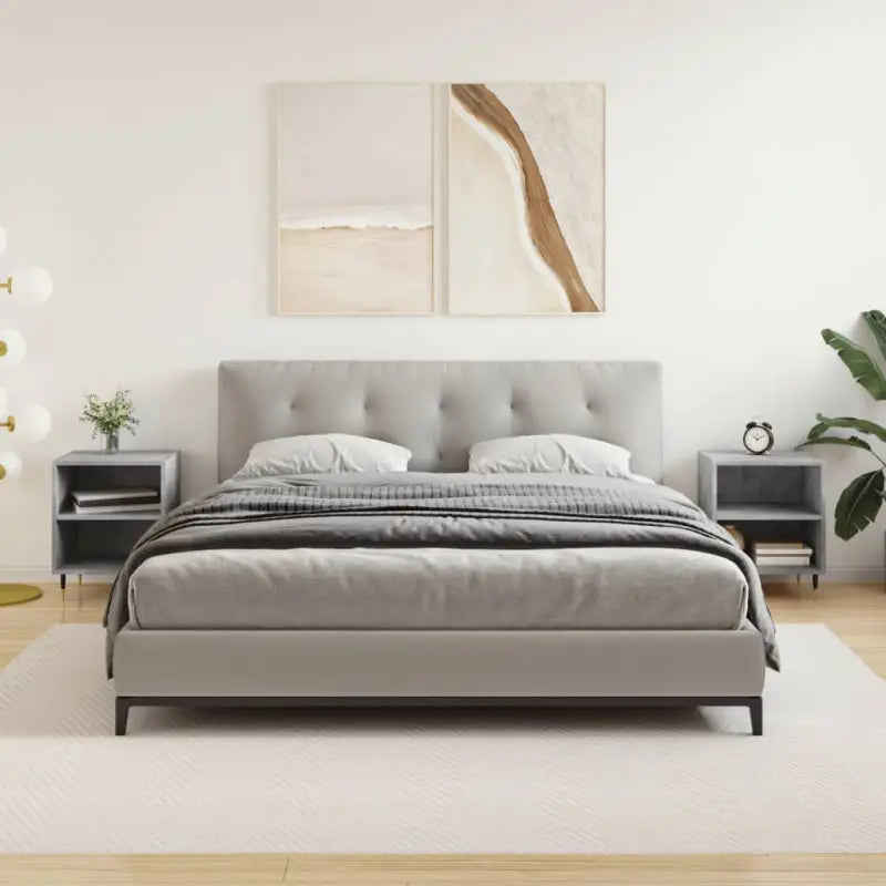 Nachtkastjes van bewerkt hout in hoogglans wit met elegant design - Betongrijs / 2 - Nachtkastjes