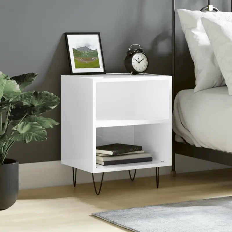 Nachtkastjes van bewerkt hout met elegant en tijdloos ontwerp - Hoogglans wit / 1 - Nachtkastjes