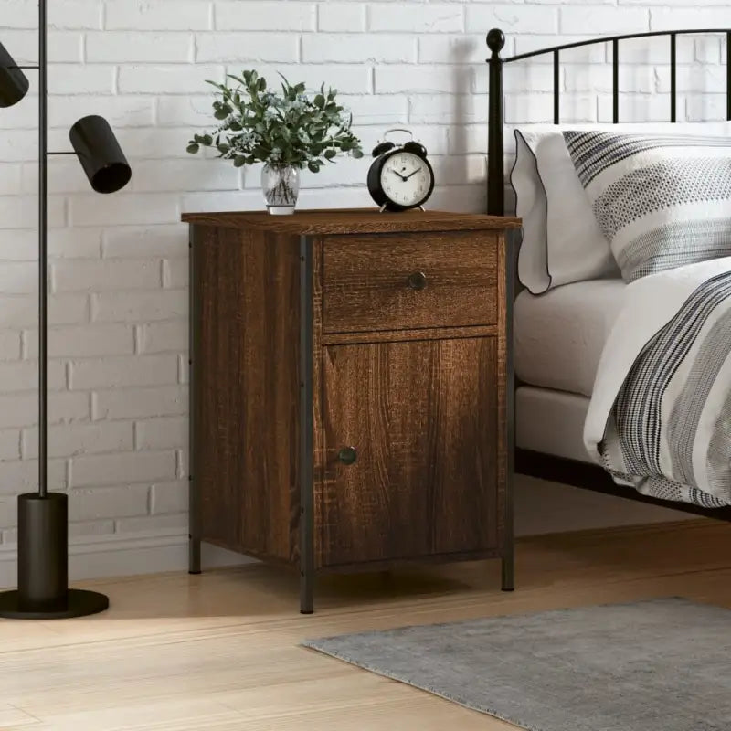Nachtkastjes van bewerkt hout met elegant en tijdloos ontwerp - bruin eikenkleur / 1 - Nachtkastjes