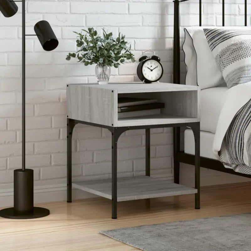 Nachtkastjes van bewerkt hout met elegant en tijdloos ontwerp - Grijs sonoma / 1 - Nachtkastjes
