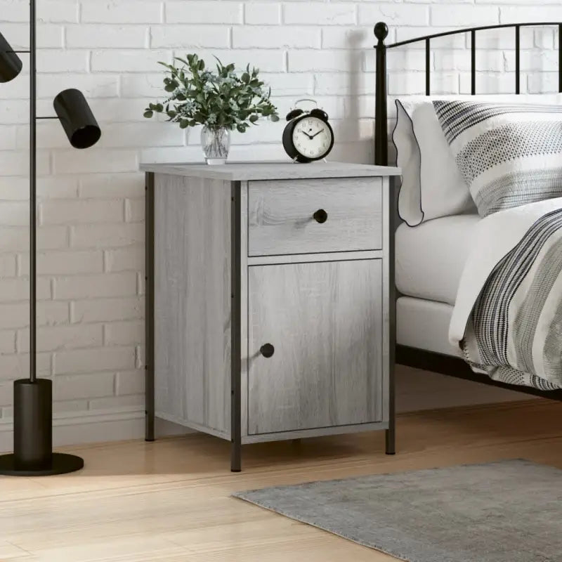 Nachtkastjes van bewerkt hout met elegant en tijdloos ontwerp - Grijs sonoma / 1 - Nachtkastjes