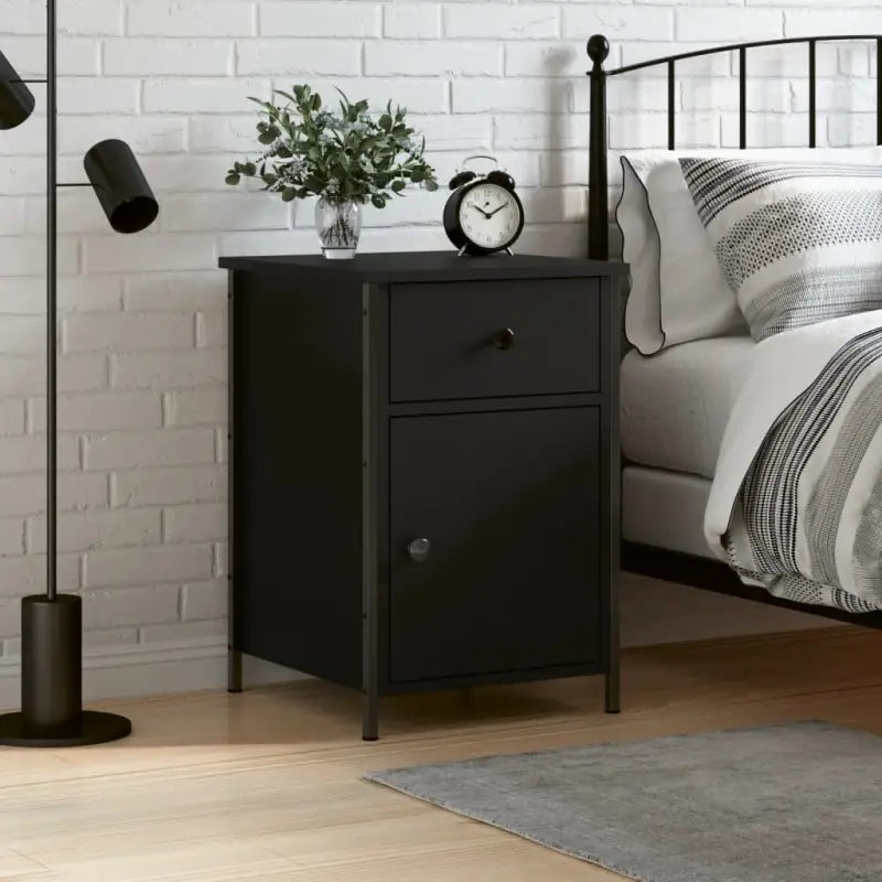 Nachtkastjes van bewerkt hout met elegant en tijdloos ontwerp - Zwart / 1 - Nachtkastjes