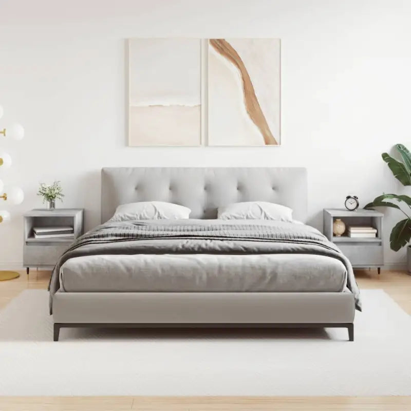 Nachtkastjes van bewerkt hout met metalen poten voor een elegante uitstraling - Betongrijs / 2 - Nachtkastjes