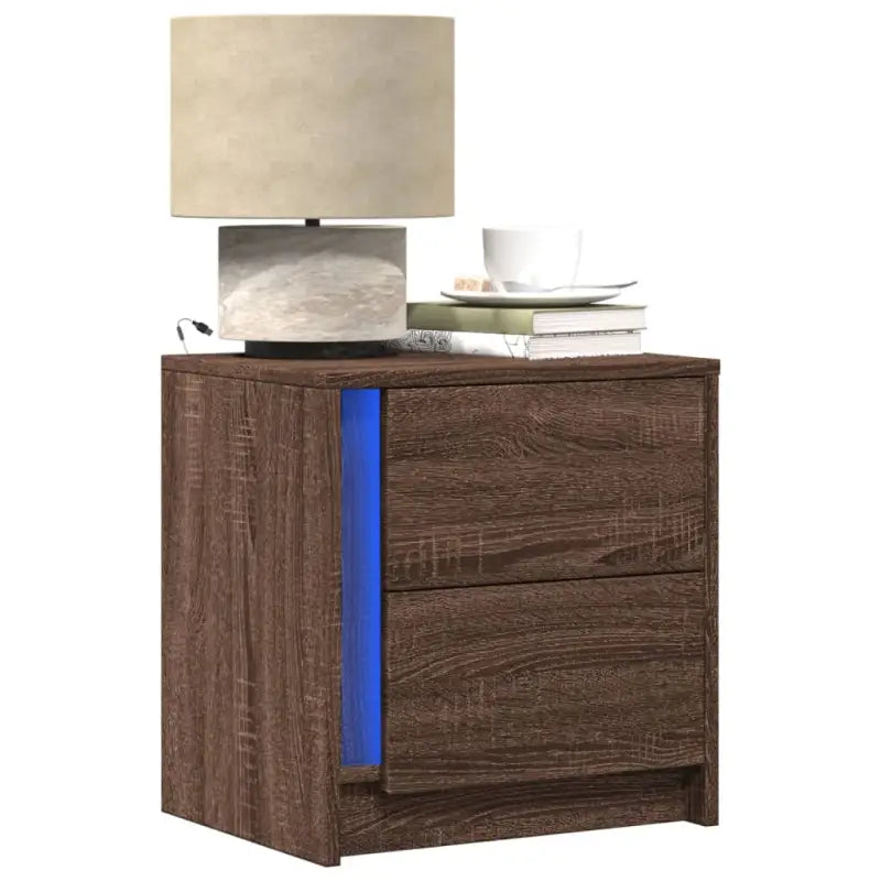 Nachtkastjes van bewerkt hout met tijdloze charme en eenvoudige installatie - bruin eikenkleur / 2 - Nachtkastjes