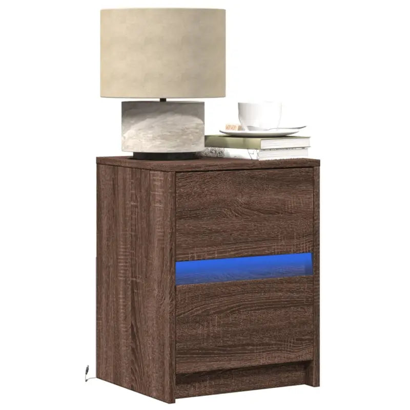 Nachtkastjes van bewerkt hout met tijdloze charme en juiste installatie - bruin eikenkleur / 2 - Nachtkastjes