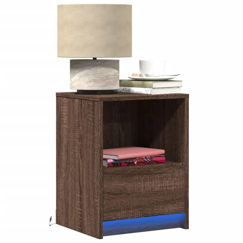 Nachtkastjes van bewerkt hout met tijdloze charme voor woonkamer of slaapkamer - bruin eikenkleur / 2 - Nachtkastjes