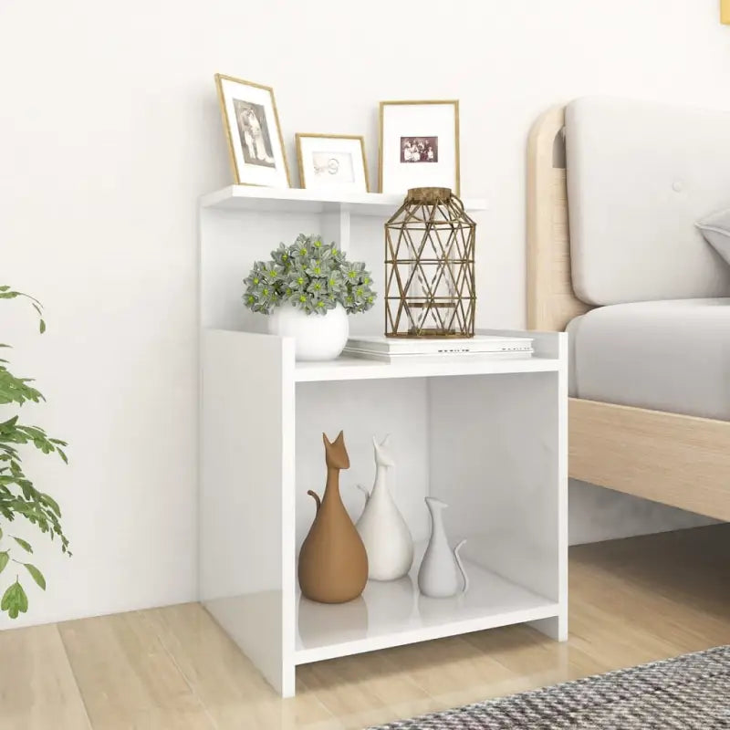 Nachtkastjes van bewerkt hout met trendy en praktische ontwerp - Hoogglans wit / 2 - Nachtkastjes
