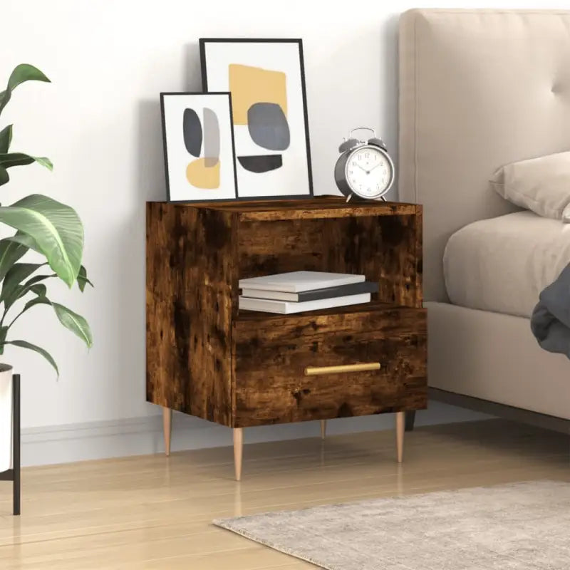 Nachtkastjes van bewerkt hout voor moderne en duurzame inrichting - Gerookt eiken / 1 - Nachtkastjes