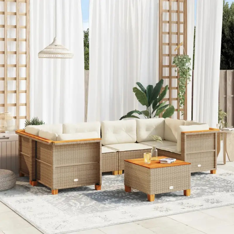 Natuurlijk afgewerkte loungeset in grijs met gepoedercoat staal - Beige / Dichtgeweven - Tuinsets