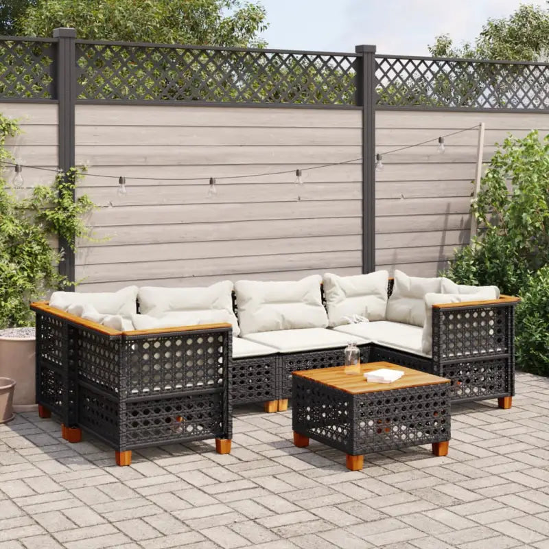 Natuurlijk afgewerkte loungeset in grijs met gepoedercoat staal - Zwart / Lijngeweven - Tuinsets