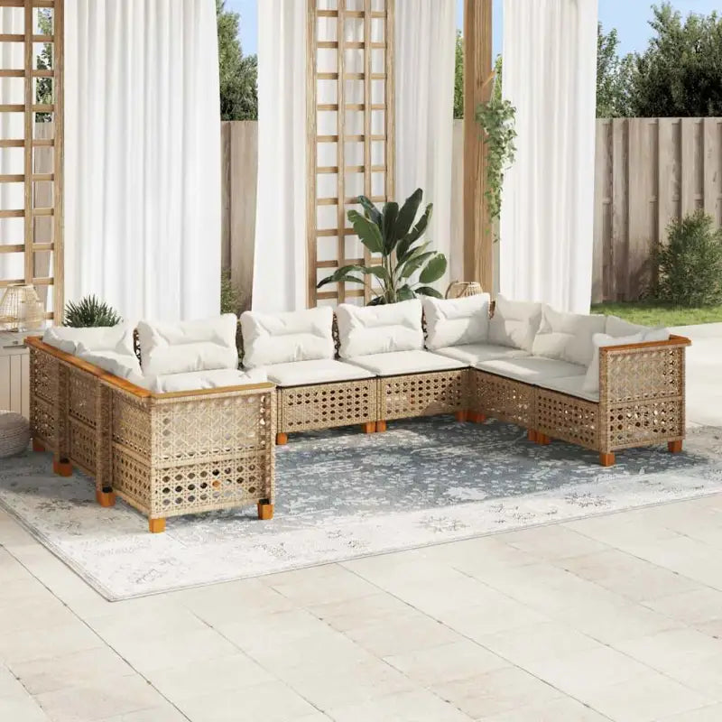 Natuurlijk afgewerkte loungeset in zwart materiaal met gepoedercoat staal - Beige / Zonder tafel / gat weven - Tuinsets