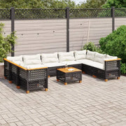 Natuurlijk afgewerkte loungeset in zwart materiaal met gepoedercoat staal - Tuinsets