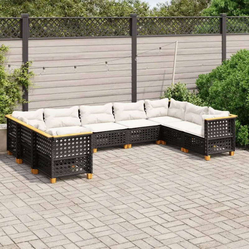 Natuurlijk afgewerkte loungeset in zwart materiaal met gepoedercoat staal - Zwart / Zonder tafel / gat weven - Tuinsets
