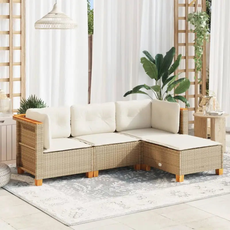 Natuurlijk afgewerkte loungeset van gepoedercoat staal in zwart materiaal - Beige / Dichtgeweven - Tuinsets