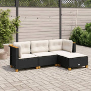 Natuurlijk afgewerkte loungeset van gepoedercoat staal in zwart materiaal - Tuinsets
