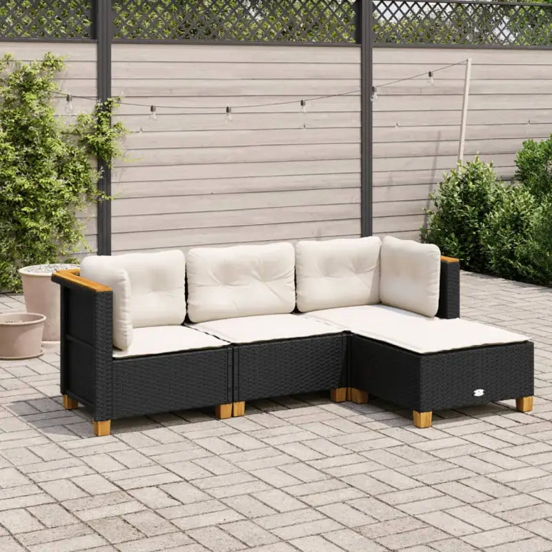 Natuurlijk afgewerkte loungeset van gepoedercoat staal in zwart materiaal - Zwart / Dichtgeweven - Tuinsets