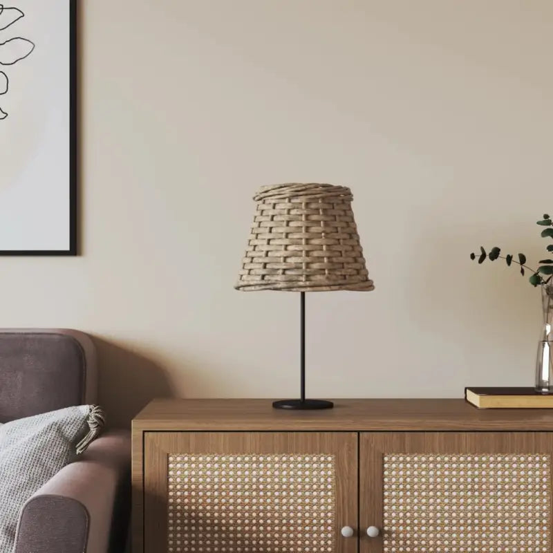 Natuurlijke wicker lampenkap met houder gat voor sfeervolle verlichting - Bruin / Ø 15 x 12 cm - Lampenkappen