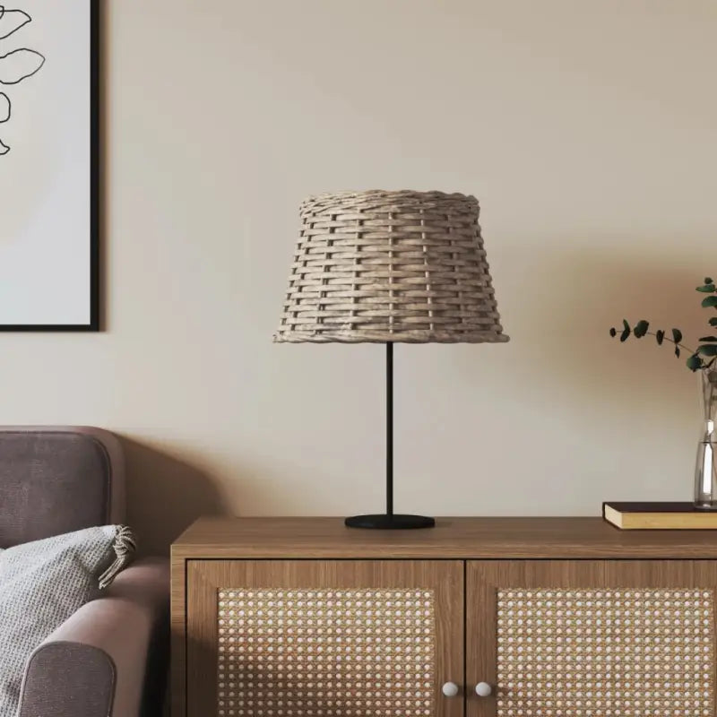 Natuurlijke wicker lampenkap met houder gat voor sfeervolle verlichting - Bruin / Ø 38 x 23 cm - Lampenkappen