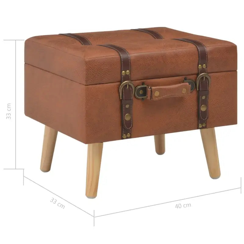 Opberg- en halbankje met massief houten poten en kunstlederen bekleding - Tan - Opberg- & halbankjes