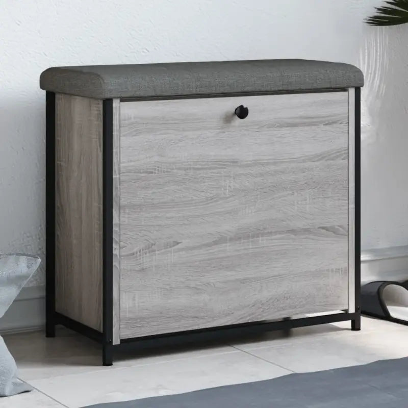 Opberg- en halbankje met stevige houten schoenenbank - Grijs sonoma / 62 x 32 x 56 cm - Opberg- & halbankjes