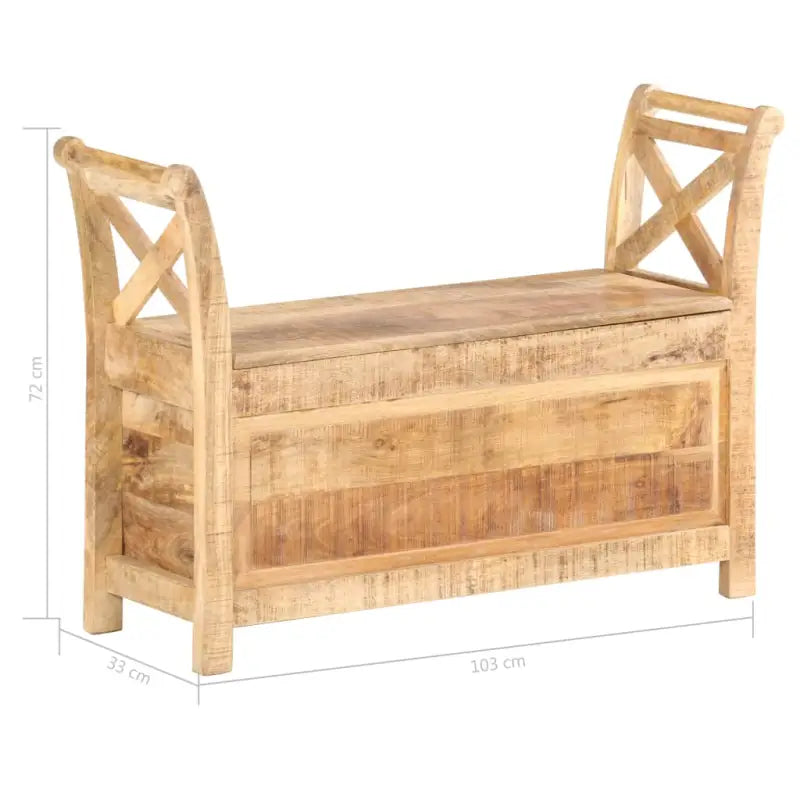 Opberg- en halbankje van massief mangohout met eenvoudige stijl - massief mangohout - Opberg- & halbankjes