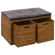 Opberg- en halbankje van zeegras met levering bevat natuurlijke charme - Bruin / 71 x 40 x 42 cm - Opberg- & halbankjes