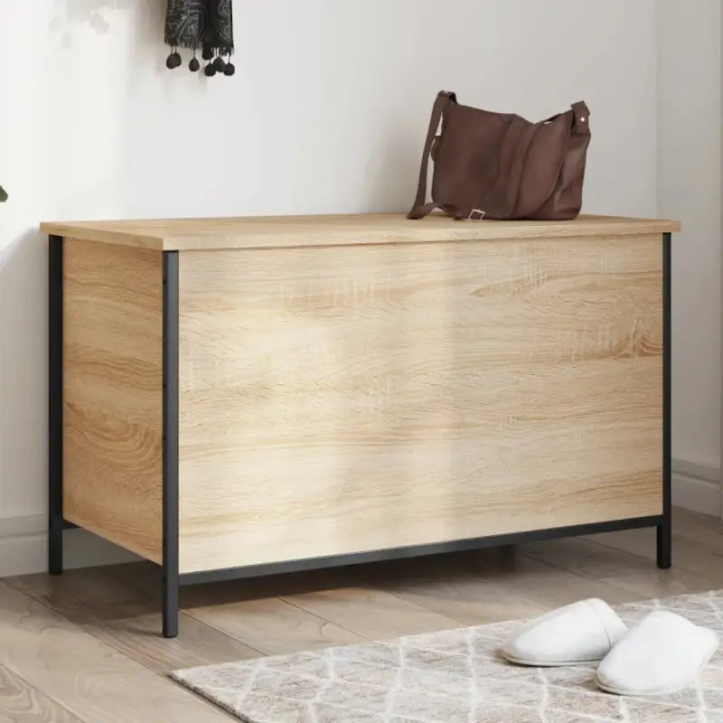 Opbergbank met verstelbare poten van bewerkt hout voor in huis - Sonoma eiken / 80 x 42.5 x 50 cm - Opberg- & halbankjes