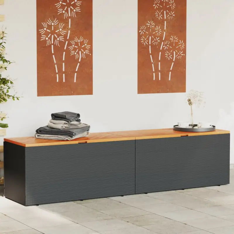 Opbergbox voor buiten in poly rattan voor andere spullen eenvoudig schoon maken - Zwart / 220 x 50 x 54 cm