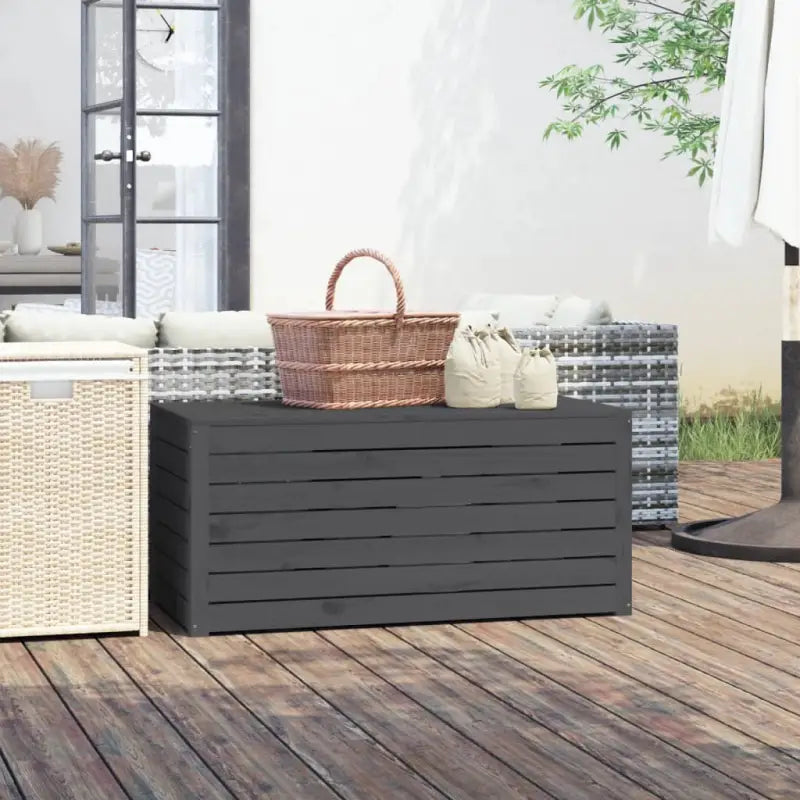 Opbergbox voor buiten van massief grenenhout met rustieke uitstraling - Grijs / 101 x 50.5 x 46.5 cm - Opbergboxen