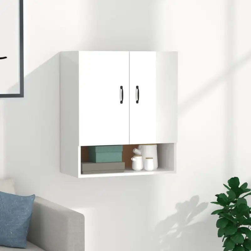 Opbergkast Begeleid met bewerkt hout voor praktische wandopslag - Hoogglans wit / 1 - Opbergkasten & lockerkasten