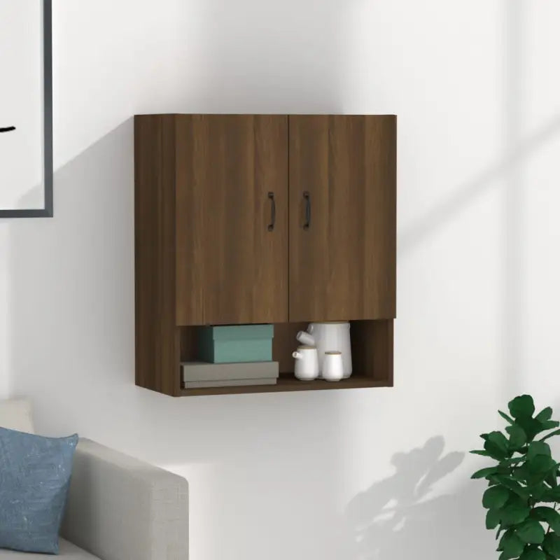 Opbergkast Begeleid met bewerkt hout voor praktische wandopslag - bruin eikenkleur / 1 - Opbergkasten & lockerkasten