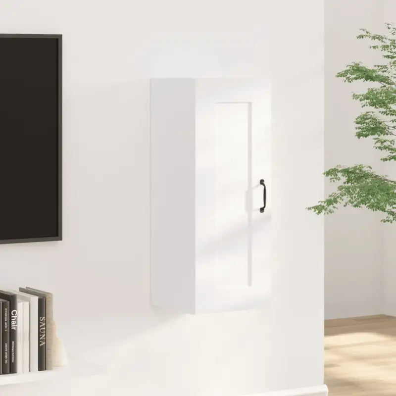 Opbergkast in hoogglans wit met bewerkt hout voor ruimtebesparing - Wit / 1 - Opbergkasten & lockerkasten