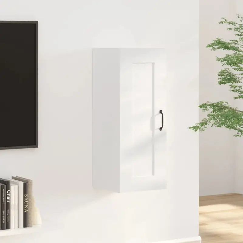 Opbergkast in hoogglans wit met bewerkt hout voor ruimtebesparing - Hoogglans wit / 1 - Opbergkasten & lockerkasten