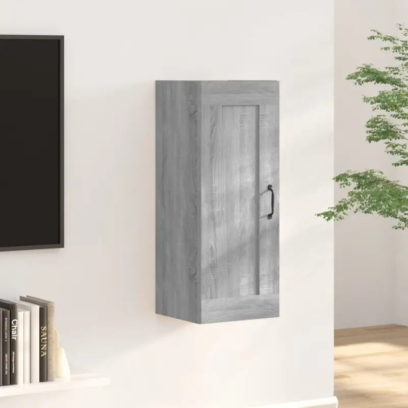 Opbergkast in hoogglans wit met bewerkt hout voor ruimtebesparing - Grijs sonoma / 1 - Opbergkasten & lockerkasten