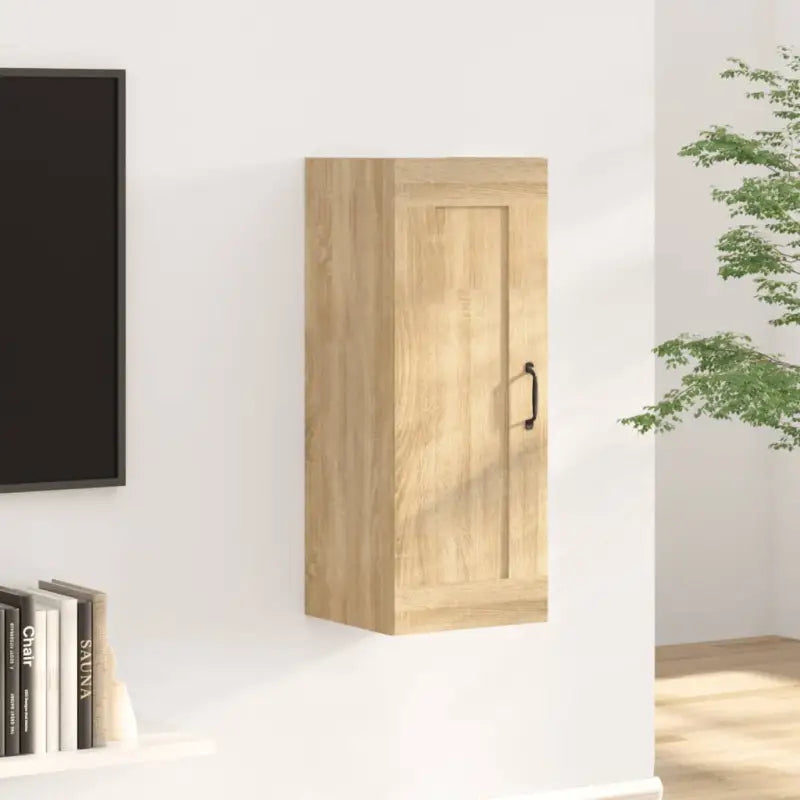 Opbergkast in hoogglans wit met bewerkt hout voor ruimtebesparing - Sonoma eiken / 1 - Opbergkasten & lockerkasten