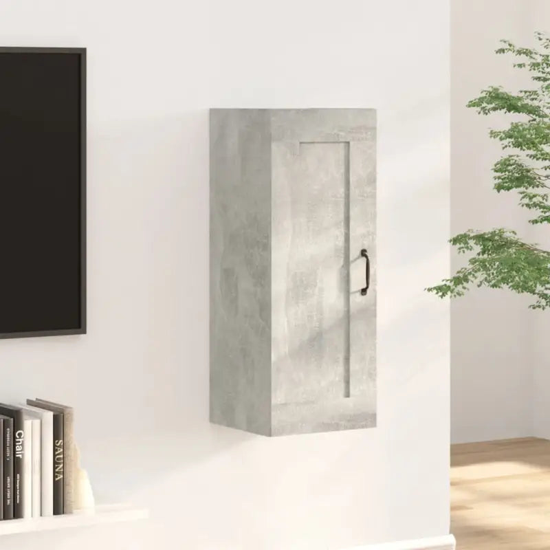 Opbergkast in hoogglans wit met bewerkt hout voor ruimtebesparing - Betongrijs / 1 - Opbergkasten & lockerkasten
