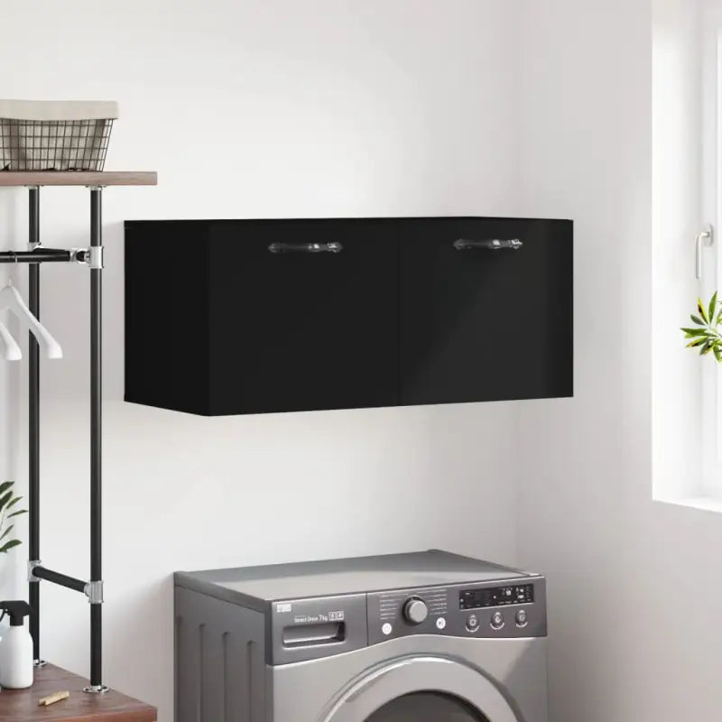Opbergkast in hoogglans wit van bewerkt hout voor moderne interieurs - Zwart / 80 x 36.5 x 35 cm / 1 - Opbergkasten &