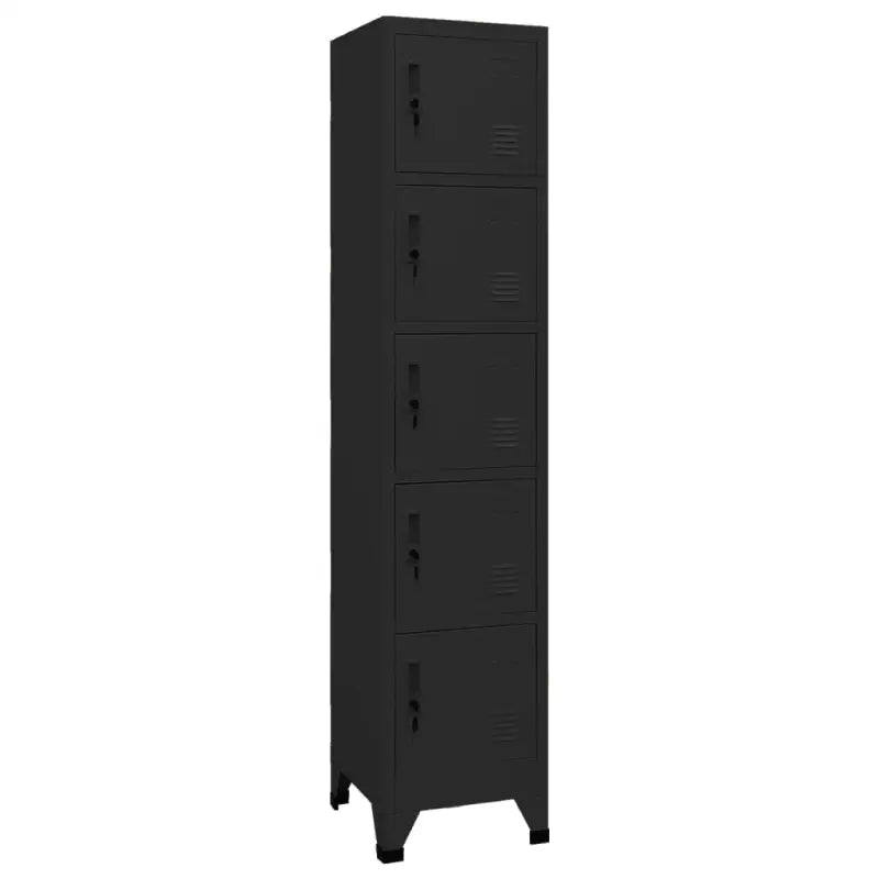 Opbergkast met afsluitbare deur voor kantoor of ruimte decoratie - Zwart / 1 / Met 5 lockers - Opbergkasten &