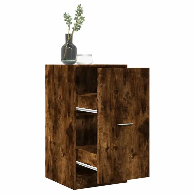 Opbergkast met bewerkt hout voor stijlvol en duurzaam opbergen - Gerookt eiken / 40 x 41 x 77.5 cm / 1 - Opbergkasten &