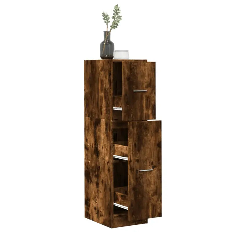Opbergkast met bewerkt hout voor stijlvol en duurzaam opbergen - Gerookt eiken / 30 x 41 x 118 cm / 1 - Opbergkasten &