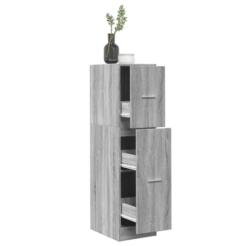 Opbergkast met bewerkt hout voor stijlvol en duurzaam opbergen - Betongrijs / 30 x 41 x 118 cm / 1 - Opbergkasten &