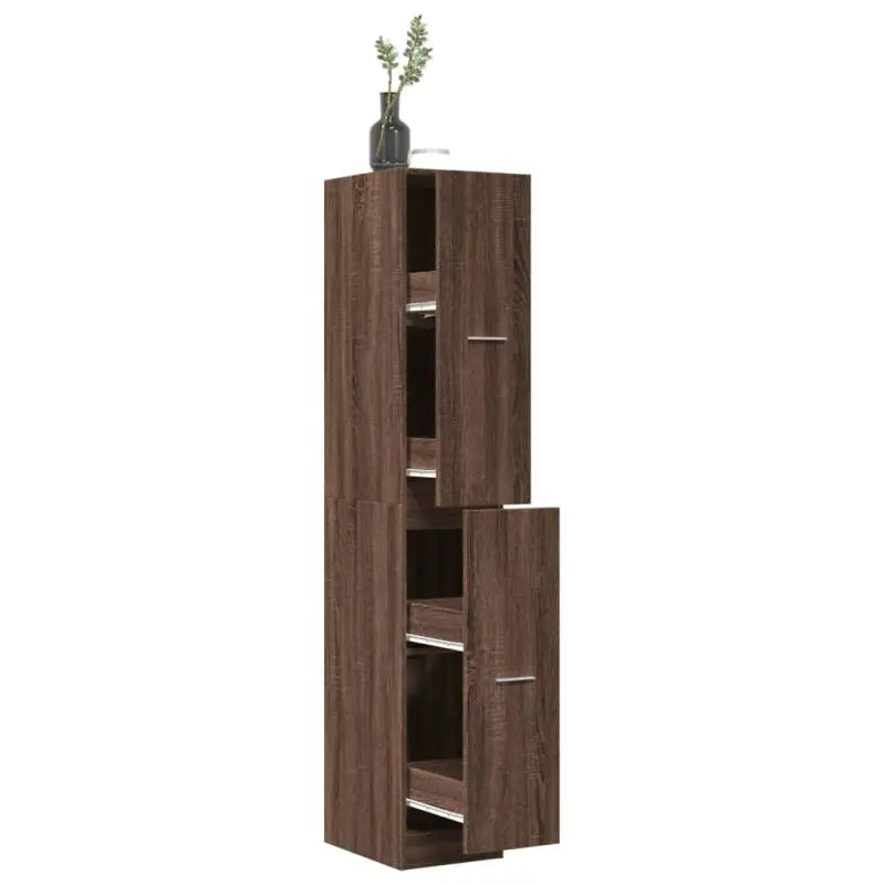 Opbergkast met bewerkt hout voor stijlvol en duurzaam opbergen - bruin eikenkleur / 30 x 41 x 174.5 cm / 1