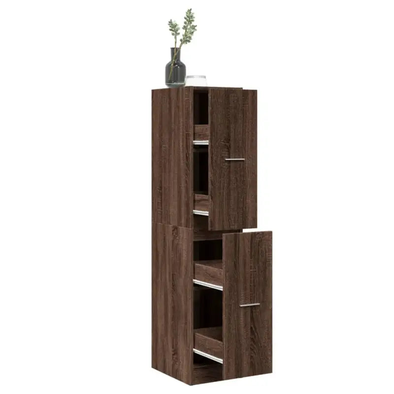 Opbergkast met bewerkt hout voor stijlvol en duurzaam opbergen - bruin eikenkleur / 30 x 41 x 144.5 cm / 1