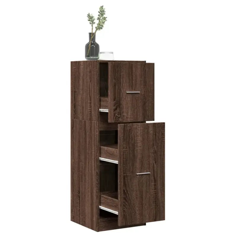 Opbergkast met bewerkt hout voor stijlvol en duurzaam opbergen - bruin eikenkleur / 40 x 41 x 118 cm / 1 - Opbergkasten