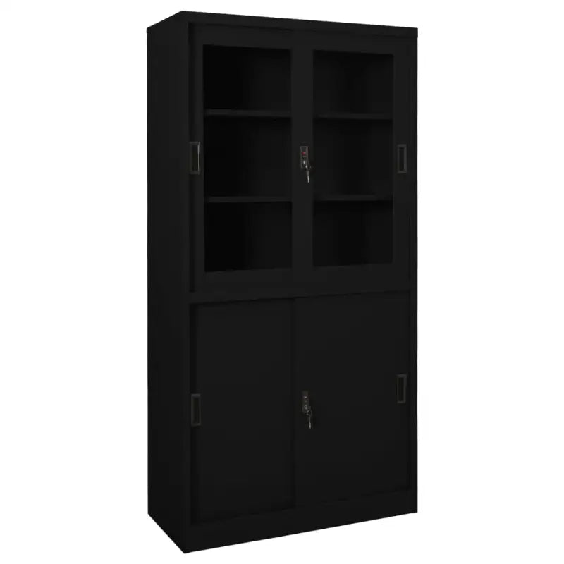Opbergkast met gehard glas voor een nette kantoorruimte - Zwart / 1 - Opbergkasten & lockerkasten