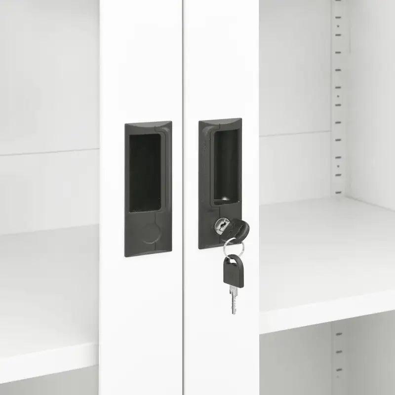 Opbergkast met verstelbare schappen en gehard glas voordeur - Opbergkasten & lockerkasten
